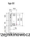 Niski grzejnik Purmo PLINT 22 200x1400  ( moc 1014 Wat )  