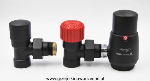 VARIO TERM - komplet termostatyczny  kątowy ELEGANT -  czarny struktura