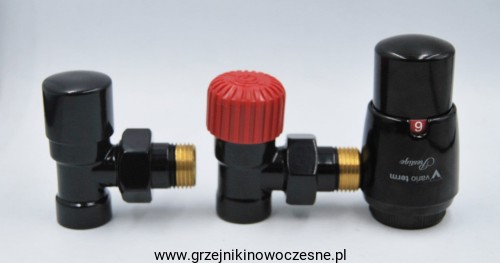 VARIO TERM - komplet termostatyczny  kątowy ELEGANT -  czarny  mat