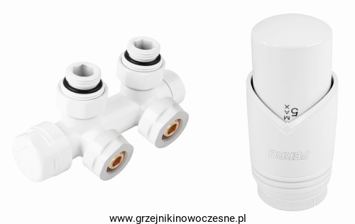 FERRO - komplet termostatyczny  kątowy zespolony -  biały 