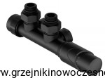 KOMEX - zestaw termostatyczny  zespolony kątowy AGAT -  czarny mat 