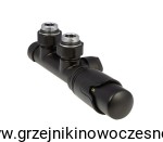 Zestaw termostatyczny  DUO-PLEX kątowy -  czarny struktura
