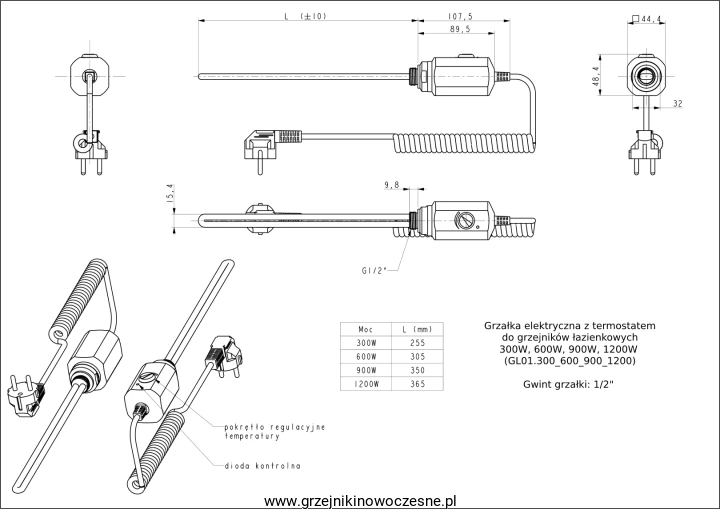 Grzałka elektryczna - rysunek techniczny.png