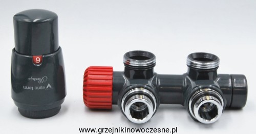 VARIO TERM - zestaw termostatyczny zespolony TWINS  -  GRAFIT BŁYSZCZĄCY GŁADKI