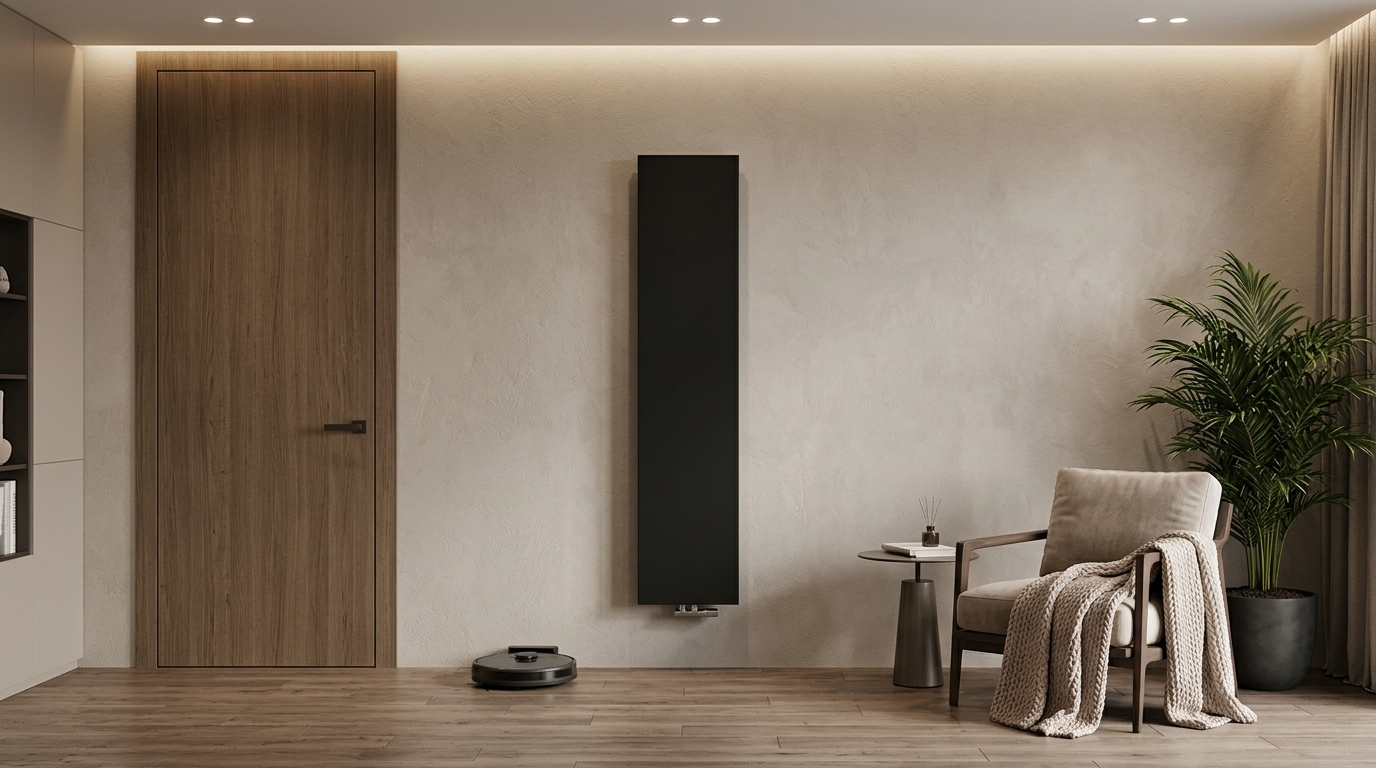 Grzejnik pionowy RADOX NOVA FLAT 1800x380 ( moc 936 W ) - kolor: CZARNY STRUKTURA